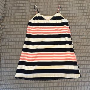 Pink and Navy Striped A line dress